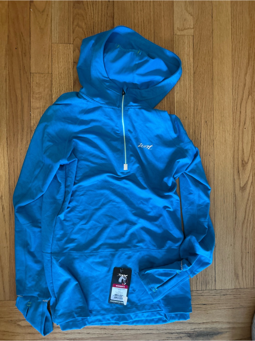 NWT Blue Hooded Pullover Sweater - Lightweight Quarter-Zip
